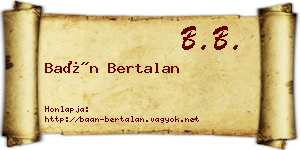 Baán Bertalan névjegykártya