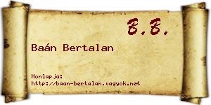 Baán Bertalan névjegykártya